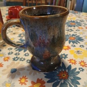 Artisan Glazed Ceramic Mug - Blue and Brown